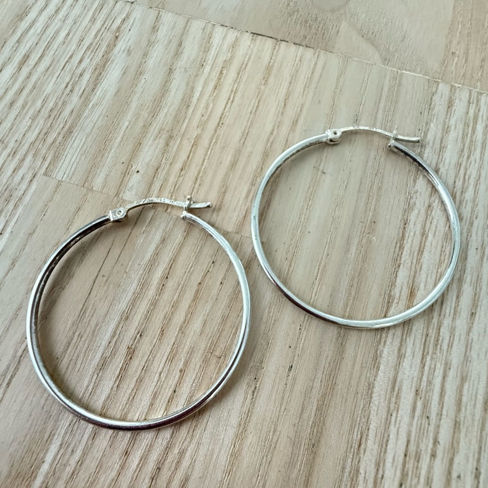 Dainty 925 Sterling silver tube hoop earrings